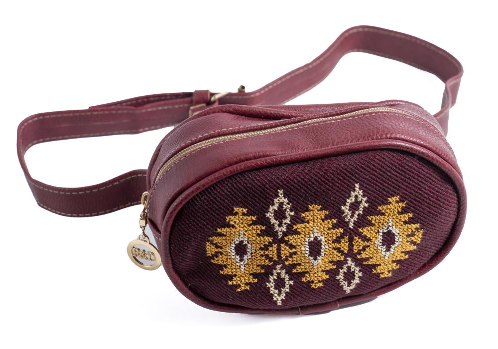 Waist Bag | With Hand Embroidery  | Burgundy Color